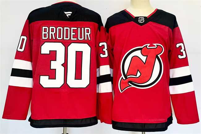 Mens New Jersey Devils #30 Martin Brodeur Red 2024-25 Home Stitched Hockey Jersey